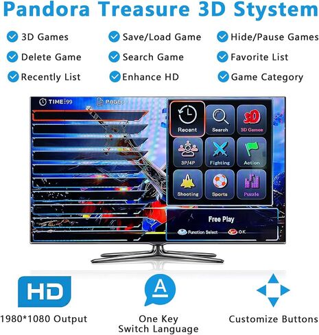 FVBADE [28890 Game in 1] 60S Pandora Box Mini Arcade Console for Children Compatible PC & Projector & TV ,3D Games 1-4 Players Double Joystick Favorite List Game Category Save/Search/Hide/Pause Games in Saudi Arabia