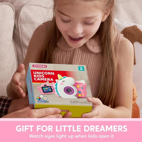 SYNCFUN Kids Camera, Christmas Birthday Gifts for Girls 3 4 5 6 7 8 Year Old, Unicorn Toys Selfie Toddler Camera, 1080P HD Selfie Digital Video Camera with 32GB SD Card (Unicorn) in Saudi Arabia