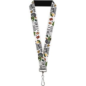 Buckle-Down Lanyard Elf Buddy the Elf Poses and Quotes Doodle White