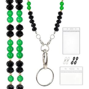 Lanyards for ID Badges and Keys, Beaded Lanyards for Women Natural Stone, Cute Teacher Lanyard With Id Holder Lanyards for Cruise Ship Cards Personalized Lanyard Bead Breakaway Lanyard Women Gift