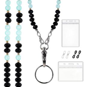 Lanyards for ID Badges and Keys, Beaded Lanyards for Women Natural Stone, Cute Teacher Lanyard With Id Holder Lanyards for Cruise Ship Cards Personalized Lanyard Bead Breakaway Lanyard Women Gift in Saudi Arabia