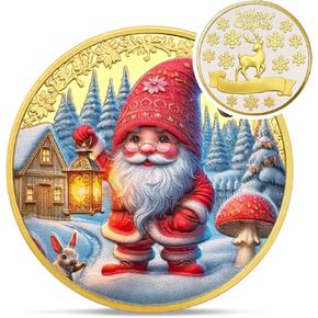 Cute Santa Claus Commemorative Challenge Coin - Gold Christmas Decorations Coin - Always Believe Papa Noel Xmas Collectible Token Decor - Snowy Village Christmas Ornaments Gift for Family Friend Kid