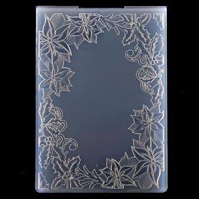 KWELLAM 3D Merry Christmas Flowers Leaves Frame Background Plastic Embossing Folders for Card Making Scrapbooking and Other Paper Crafts 4092603