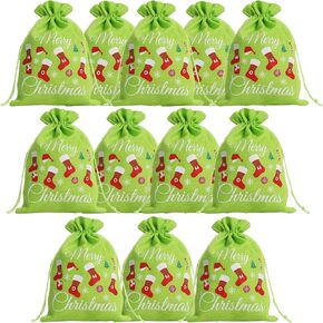 EVRWO Christmas Drawstring Gift Bags 6 Pcs Reusable Gift Bags with Drawstrings Tags for Holiday Weedings Party/Birthdays/Christmas/Home Storage Gift Bag