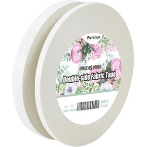 Weishuo Fabric Tape Double Sided Tape for Clothes Press-on Self Sticky Tape, No Sewing, Gluing, or Ironing, Sewing and Hemming Tape (1 Piece,1/2 Inch x 200 Feet) in Kuwait