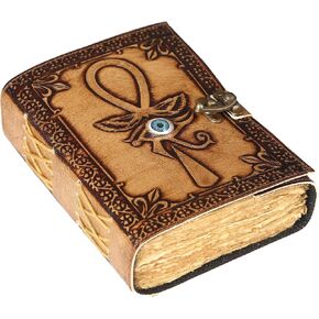 Eye of Ra Wings Handmade Leather Journal Notebook Book of Shadows witchcraft supplies Grimoire With Art Sketchbook & Travel Diary with Vintage lock 7x5 Inches