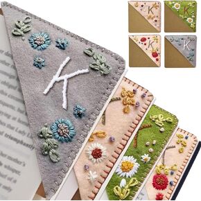 26 Letters Bookmark All Season Book Mark for Reading Spring Summer Fall Winter Corner Bookmarks Personalized Flower Book Marks Embroidered Book Lovers Gifts for Women Girls Cute Funny (C, Fall)