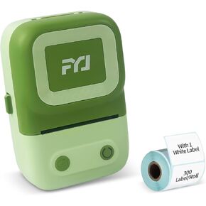 FYJ Portable Label Maker Machine 2 Inch Sticker Thermal Label Printer Mini Bluetooth Barcode Printer for Business,Office,School,Home-use,Barcode,Logo,Clothing Label,with 1 Roll 40x30mm Label (White)