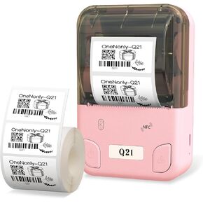 OneNonly Q21 Label Maker - Portable Bluetooth Thermal Label Printer Handheld Barcode Printer with 40 * 30mm Tape for Images, QR Code, Small Business, Compatible with Android & iOS System,Black