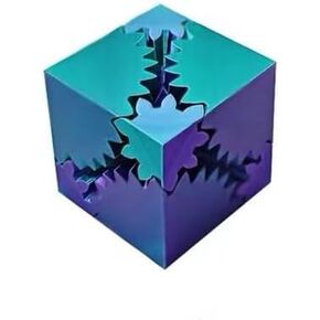 Gleamlig Square-Gear 3D Printed Gear Rotating Ball or Cube Restless Toy Rotating Miracle Restless Rectangular Form Stress and Anxiety Relieving Gear Restless Toy (Blue/Purple) (Deep Purple/Blue Green)