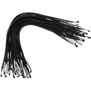 PATIKIL 6 Inch Elastic Barbed Cord, 50 Pcs 1.6mm Loop Stretch Round String with Metal Barb Fasteners for Hats Masks Menus Crafting Book, Black (16.5cm)