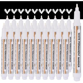 Goldge 20 Pack White Acrylic Paint Markers Set | White Paint Pen for Metal, Glass, Wood, Canvas, Stone, Ceramic | Quick-Drying, Waterproof, Multi-Surface DIY Art & Crafts