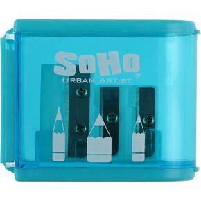 SoHo Urban Artist 3-Hole Pencil Sharpeners - Perfect for Sharpening On The Go, Back to School, Artists of All Levels, & More! - [Green - 4 Pack]