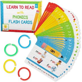Phonics Flash Cards - Learn to Read in 20 Phonic Stages - Digraphs CVC Blends Long Vowel Sounds – Phonics Games for Kids Age 4-8 Kindergarten First Second Grade Home School Educational