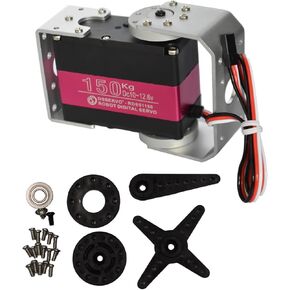 150KG Digital RC Servo,RDS51150 Dual Shafts 12V High Torque Stainless Steel Metal Gear Large Steering Servo Motor with Mounting Brackets for 1/5 RC Car Crawler Robotic Arm Control Angle 270°