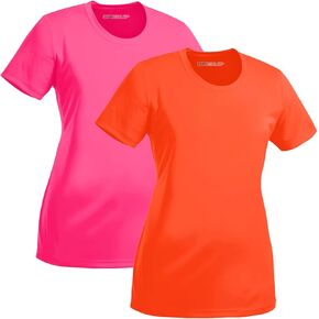 DRI-Equip Women's Neon Color High Visibility Athletic T-Shirts in Sizes S-4XL