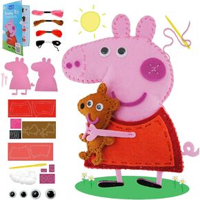 مجموعة خياطة LUPPA My First Peppa Pig - مشاريع DIY سهلة للأطفال المبتدئين، Peppa Pig وPeppa's Bear، مجموعة كاملة من الفنون والحرف اليدوية مع التعليمات واللباد - الفتيات والأولاد الذين يتعلمون الخياطة والتطريز