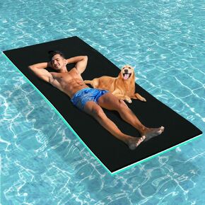 7' x 3' Floating Mat for Lake, Thick Pool Floating Water Mat Lily Pad Raft for Pool, Lake, Pond, River for Adult, Black and Green