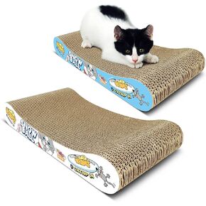 Cat Scratching Pad, 2 Pack Corrugated Cat Scratcher Cardboard, Bone Type Durable Cat Scratching Board Reversible with Catnip for Furniture Protection…