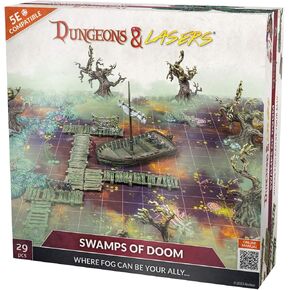 Dungeons & Lasers Swamps of Doom 29 Piece d&d Starter Set Includes Game Mat, Miniature Terrain Elements for 5E Compatible Tabletop Games and DND – Unpainted, Unassembled - Ages 14 Years and up