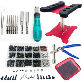 RC Car Tool Stand Repair Work RC Screws Kit 600PCS & RC Screwdrivers and Screws Pallet Kit 360 Degree Rotation for 1/8 1/10 1/12 1/16 1/18 RC Car Truck Crawler (Red)