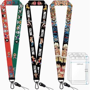 3 Pack Neck Lanyard with ID Badge Holder for Keys Key Chain Card Funny Cool Anime Lanyards for Women Men Guys Girl Boys Kids Present GS414