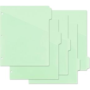 Buqoo 3 Ring Grey Binder Dividers, 5 Tab Plastic Binder Dividers with Pockets, Subject Dividers for 3 Ring Binder 5 Sheets Per Set (9.3 ''×11.2 ''）