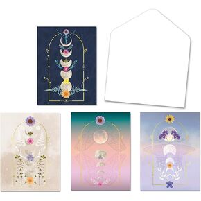 Leanin' Tree, Moon Phases Blank Note Cards - 12 Blank Cards & 12 Pearlized Colorful Envelopes, Full-Color Interiors, Note Cards, Blank Cards and Envelopes Set