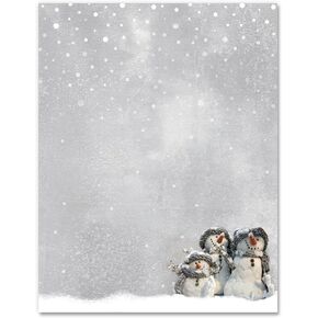 AnyDesign 80 Pack Winter Stationery Letterhead Paper Snowman Snowflake Letter Paper Gray Writing Paper Notes Greeting Paper for Christmas Invitation Office Printing Supplies, 8.5 x 11 Inch