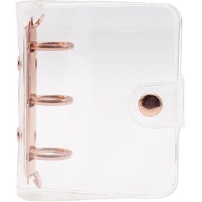 Mini Size 3-Ring Binder Cover Clear Refillable PVC Notebook Binder with Snap Button Closure File Folder for 3-Holes Filler Paper Loose Leaf Personal Planner