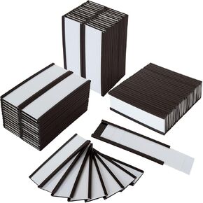 60 Pack Magnetic Label Holders 1 x 3 Inch, Magnets Labels Racks with Protective Films Replacement Strips, C Channel Magnetic Shelf Labels for Metal Shelves, Whiteboard, Metal Racks, Metal Mailboxes