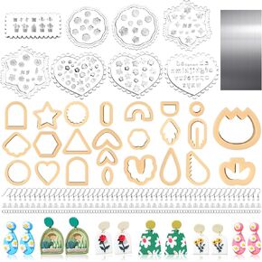 ziliny زهرة بوليمر طين قواطع لصنع الأقراط مجموعة 183 قطعة مع 24 طين بوليمر بلاستيكي، 8 قوالب طين بوليمر زهرة 150 إكسسوارات مجوهرات 1 أدوات قطع من الفولاذ المقاوم للصدأ in Kuwait