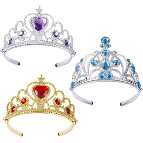 3pcs Birthday Tiara for Little Girls, Princess Crowns Headband Toddler Hat Dress up Supplies Accessories Princess Jewelry Set Toy Gift for Girls