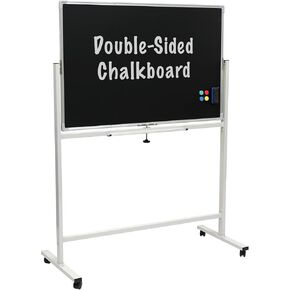 Excello Global Products 48" x 32" Reversible Chalkboard on Wheels (White Frame)