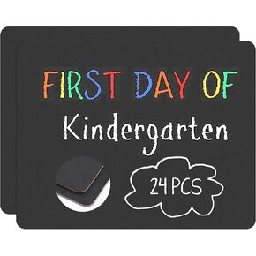 24 Pack Frameless Black Chalkboard for School and Wedding, Dry Erase Board First Day of School Sign Wooden Chalk Board for Home, Birthday Parties, Message Board Signs, Student School Supplies