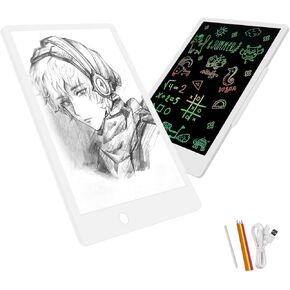Upgraded A4 LCD Written Tablet LED Copy Board, Ultra-Thin Dimmable USB Charging Writing Tablet Copy Board 2 in 1 Light Pad for Memo, Diamond Painting, Tattoo, Drawing, Graffiti, Stencil Making