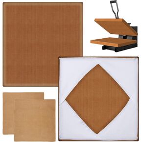 ZYNERY 4 Pcs Wrap Cover for Heat Press Platen and Pads, Includes 2 Pcs Heat Press Platen Wrap Cover & 2 Pcs Teflon Sheets, Heat Press Accessories for Protection of Heat Presses (15x15in)