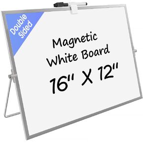 MaxGear White Board with Stands, 16" x 12" Large Double-Sided Dry Erase Board for Kids, Desktop Tabletop Whiteboard Easel for Home, Office, School - Planning, Memo, to Do List