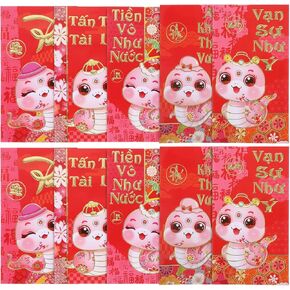 Operitacx 30pcs Vietnamese New Year Red Lucky Money Envelopes 2025 Hong Bao Li Xi Red Pocket Year of The Snake Red Envelopes Traditional Vietnamese Red Envelopes for Wedding Spring Festival