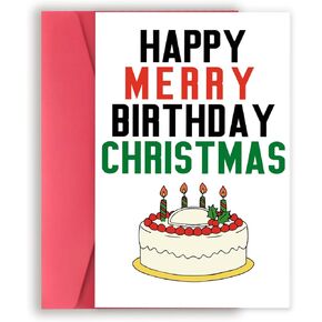 YiKaLus Happy Christmas birthday Card for Anyone, Merry Xmas Birthday Card with Envelope, Funny December Bday Gift Ideas for Women Men