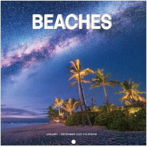 2025 Wall Calendar - 12 Monthly Calendar from January 2025 to December 2025，Beaches Calendar 2025 with Premium Paper, 12‘’ x 12‘’ （ Closed ）