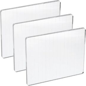 PATIKIL Acrylic Stamp Block, 3 Pack Stamping Block Rectangular Shape with Lines Decorative Mounting Blocks Set for Scrapbooking DIY Crafts Card Making, 4.7x2