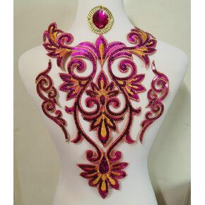 4pcs Flower Applique Patches Clothing DIY Embroidery Sticker Blossom (Hot Pink L Re)