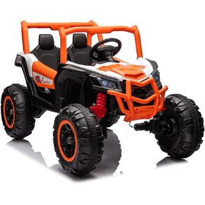 24V 2 Seater Ride On Car for Kids, 7AH 4WD Powered Utv Toy, Battery Powered Ride On Toys with Remote, Led Light, 3 Speeds, Music, Spring Suspension,Ride On Toys for Kids Gifts, Purple