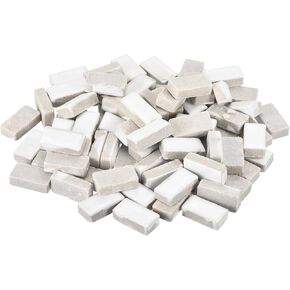 MECCANIXITY 200g Ceramic Mosaic Tiles for Crafts Bulk, Rectangle White Ceramic Tiles for Mosaic Kits Garden Stepping Stone Cup Mat