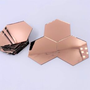 2 inch (50.8 mm) Hexagon Mirror Mosaic Tile Craft Mirrors 50pcs (Silver)