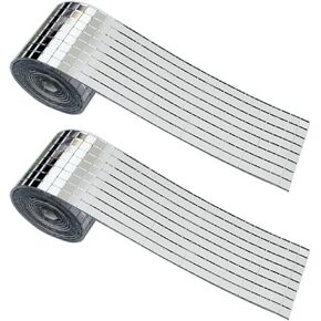 2 Rolls 3200Pcs Self-Adhesive Mirror Mosaic Tiles Mirror Tiling Xmas DIY Decoration (5mm x 5mm, Silver)