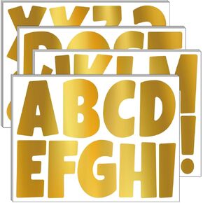 Bemeol Bulletin Board Letters Set 20 Sheets 4 Inch Alphabet Cutout Letter Poster Board Letters for Bulletin Board Display Classroom School Home Decor(Gold)