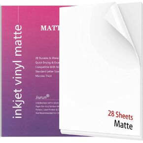 Printable Vinyl Sticker Paper for Inkjet Printer, 31 PCS 8.5"x11" Matte White Waterproof Uncurled Printable Vinyl Dries Quickly Vivid Colors, Holds Ink Well, Removable &Tear-Resistant(Thick-31 PCS)