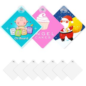 20 Pcs 5.5" x 5.5" Sublimation Blanks Suction Cup Car Window Sign, Aluminum Metal Removable Car Safety Warning Sign blanks for Heat Press Machine, DIY Craft, Custom Work